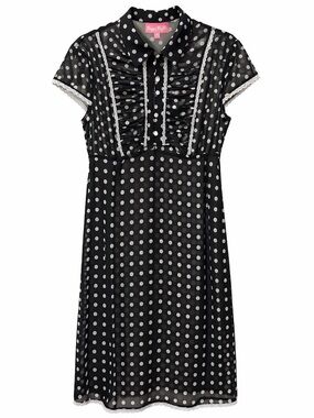 Dolls Kill Sugar Thrillz Polka Dot Ruffled Button-Front Dress - Black & White